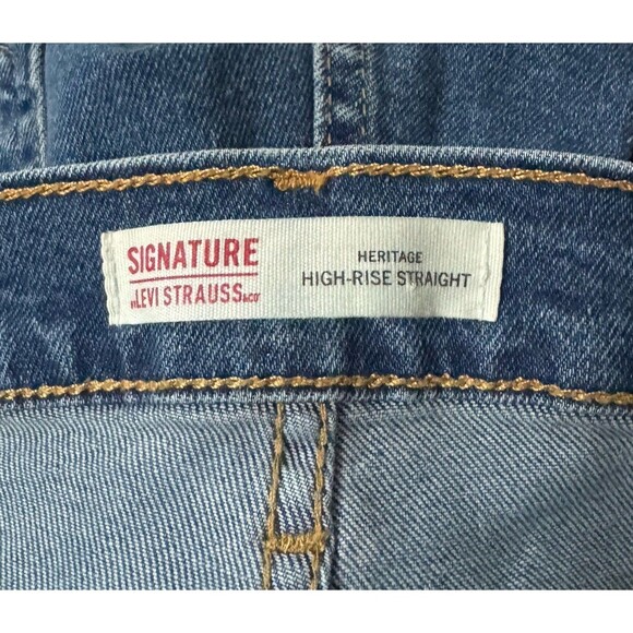 Signature Levi Strauss Heritage High-Rise Distressed Size 10 Fringe Hem - Picture 6 of 9